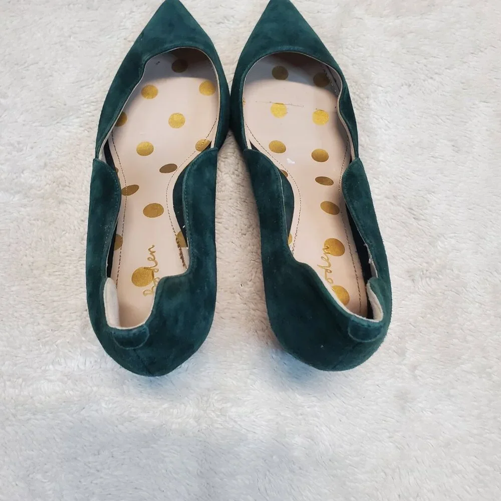 Women's Teal Suede Pointed-Toe D'Orsay Pumps - Picture 6 of 12